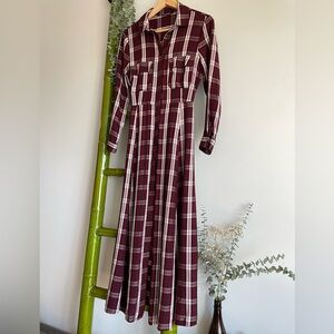 Zara Plaid Maxi A-line Dress (Outer) size S